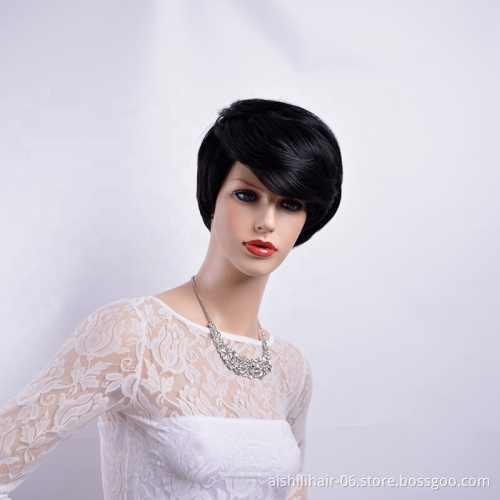 Wholesale top quality Synthetic wigs Clip in Hair Fringe natural wave black short kinky curly hair for fashion women